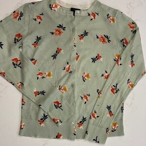 Women’s floral 🌷button front sweater/cardigan 100%cotton AnnTaylor Size M